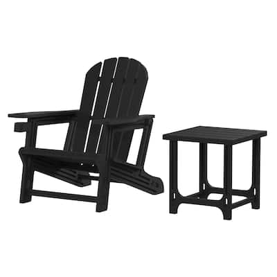 Polytrends Coastline Outdoor Poly Adirondack Chair with Side Table