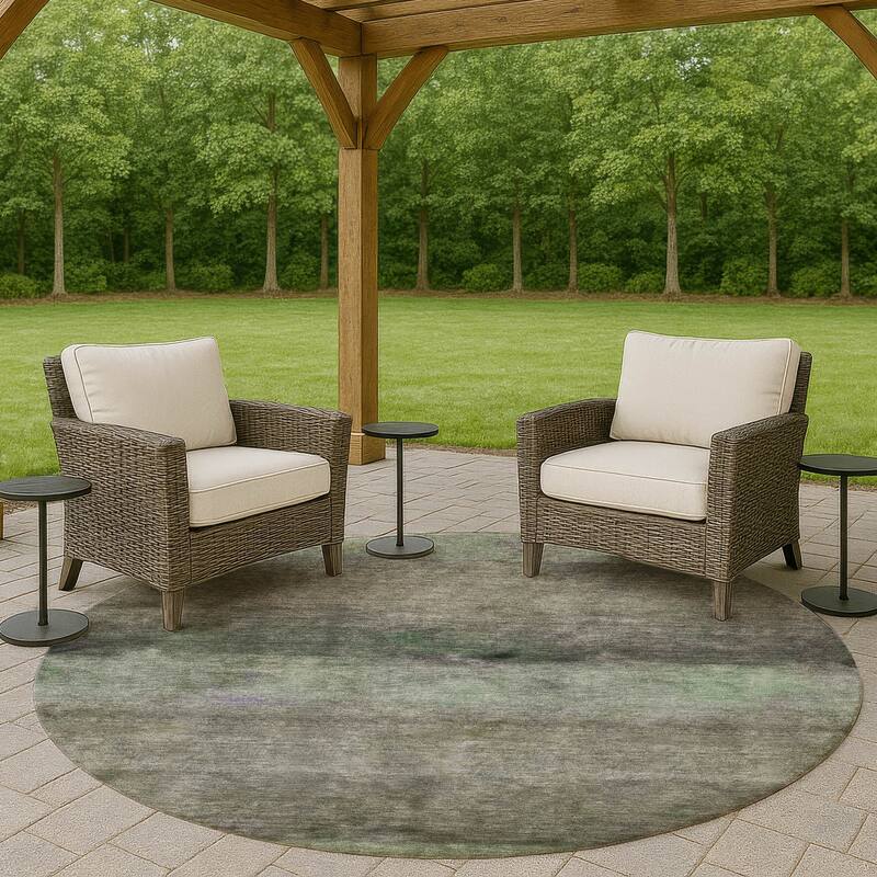 Machine Washable Indoor/ Outdoor Contemporary Ombre Chantille Rug - Aloe - 8' x 8'