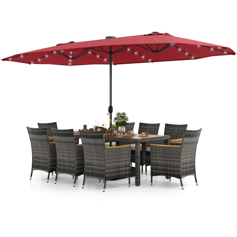 Costway 11 PCS Patio Dining Set with 15 ft Double-Sided Patio Umbrella - See Details
