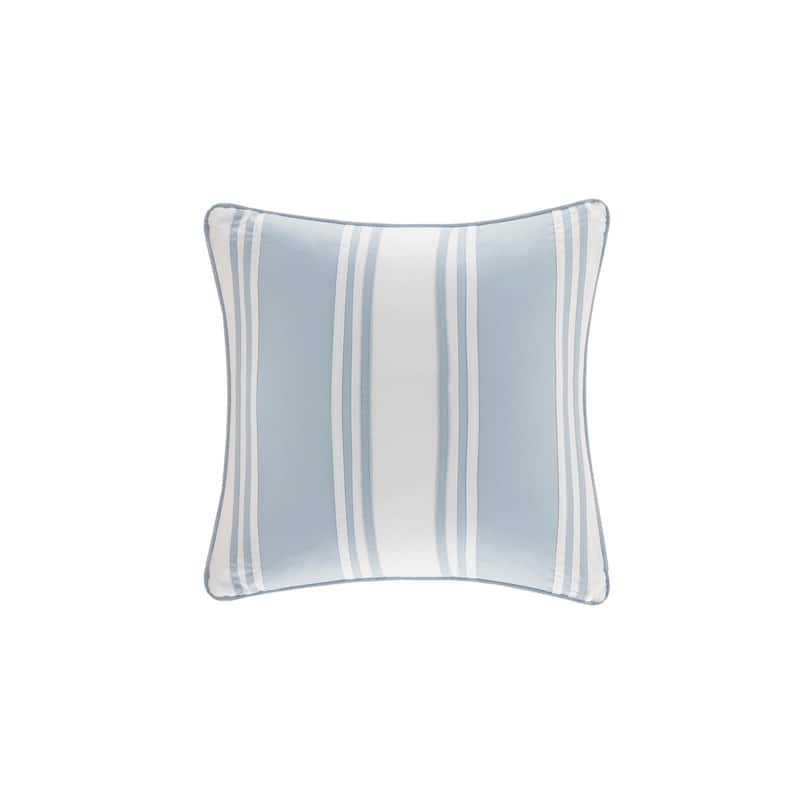Harbor House Crystal Beach White with Blue Strapping Pieced Square Pillow - 18x18"