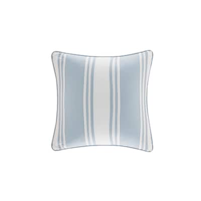 Harbor House Crystal Beach White with Blue Strapping Pieced Square Pillow