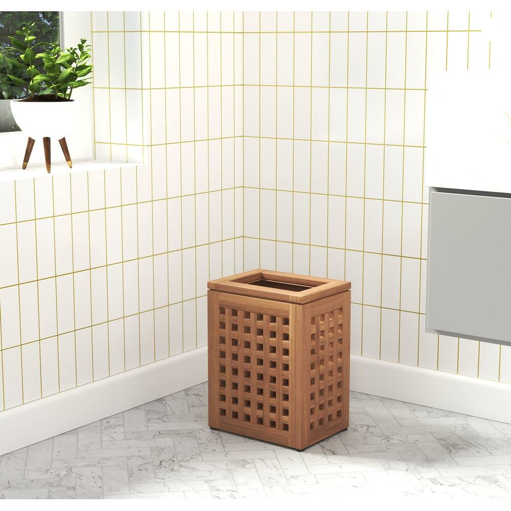 Grate Teak Waste Basket