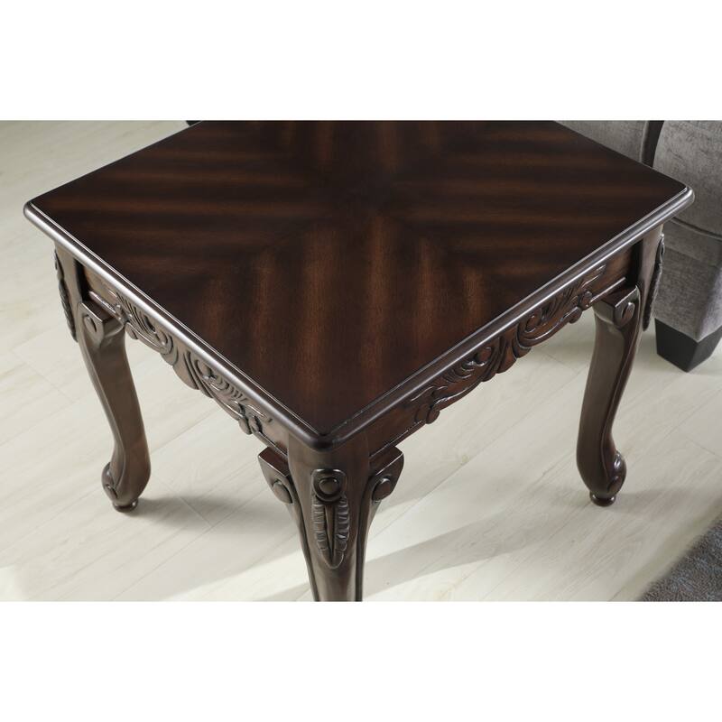 22" Traditional Rectangular End Table with Detailed Claw Feet for Living Room and Bedroom