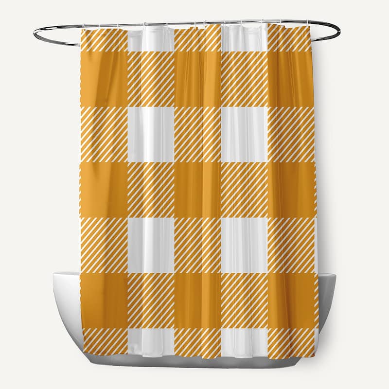 Buffalo Plaid Shower Curtain - Golden Mustard