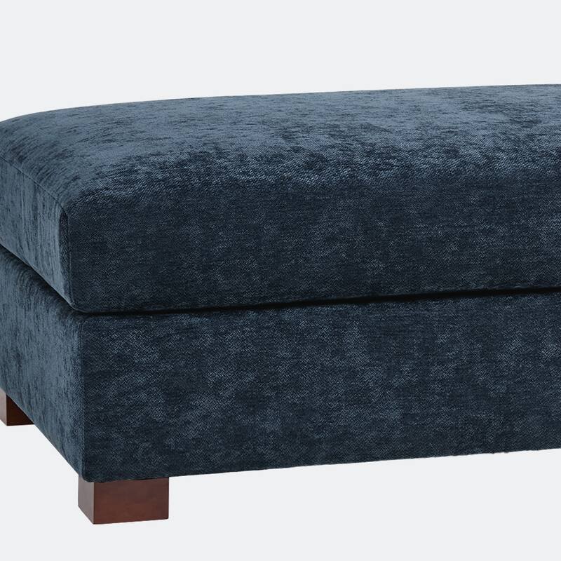 2 Set Modern 41" W Rectangle Chenille Ottoman