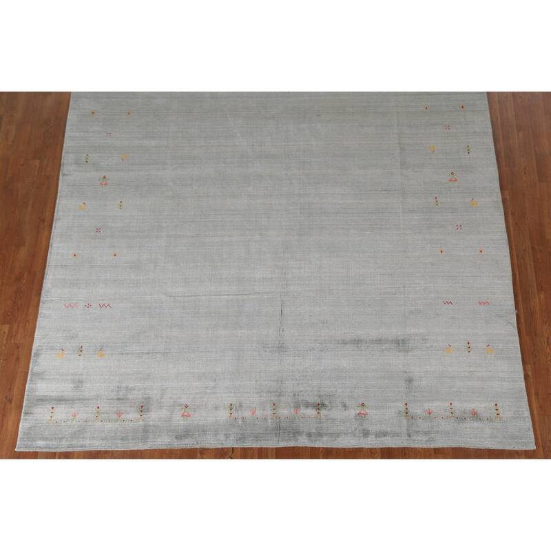 Indian Gabbeh Area Rug Handmade Wool Carpet - 8'1"x 9'9"