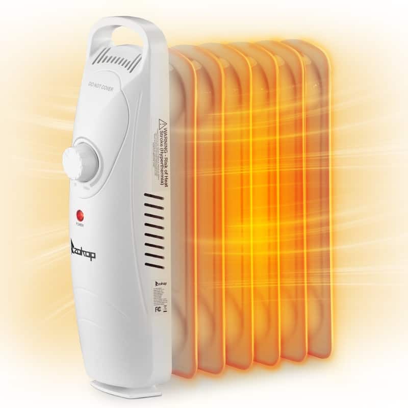 600W Portable Electric Space Heater Oil Filled Radiator Heater - White
