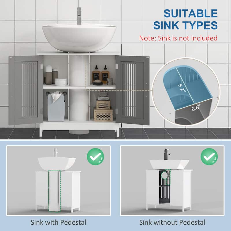 kleankin Under Sink Cabinet for Efficient Small Bathroom Storage, Modern and Elegant Bathroom Cabinet Storage for Small Spaces