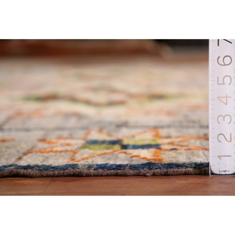 Geometric Moroccan Oriental Area Rug Hand-Knotted Oriental Wool Carpet - 9'8" x 13'4"