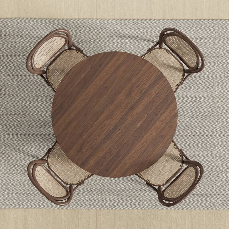 Farmhouse Kitchen Dining Room Table Furniture Round Kitchen Table with Rattan Woven Legs for Kitchen Bar Living Room