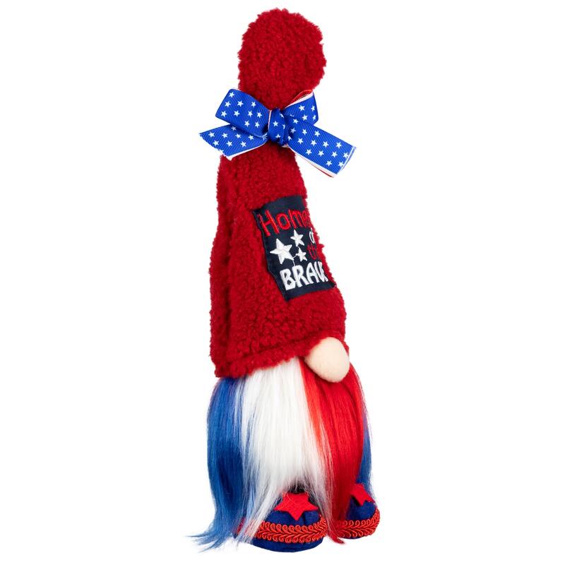 Home of the Brave Patriotic Gnome Decoration - 13" - Red and Blue