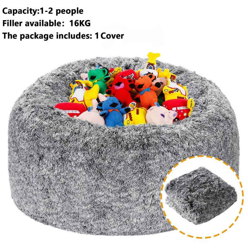 Fluffy Bean Bag Covers Only, Soft PV Velvet Bean Bag Chair Cover for Living Room Bedroom, No Filling