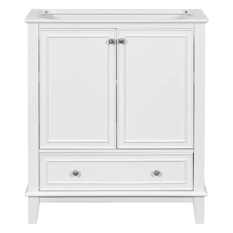 30" Bathroom Vanity without Sink, Base Only, Multi-functional Bathroom Cabinet with Doors and Drawer, Solid Frame and MDF Board