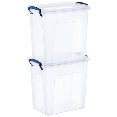 Clear Storage Boxes with Lids (2 Pack) - 10" H x 10" W x 7" D