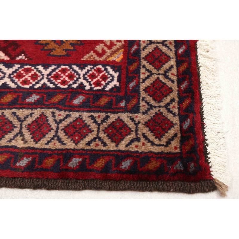 ECARPETGALLERY Hand-knotted Baluch Red Wool Rug - 3'2 x 5'9