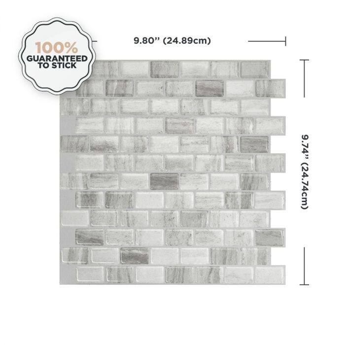 Smart Tiles Self Adhesive Wall Tiles - Ravenna Armano - 4 Sheets of 9.8" x 9.74" Kitchen and Bathroom Stick on Tiles