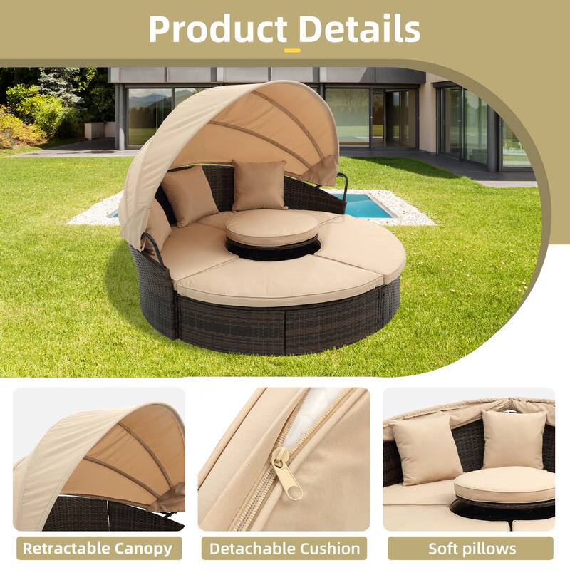 GALDWIN outdoor rattan bed, balcony courtyard sunshade sofa