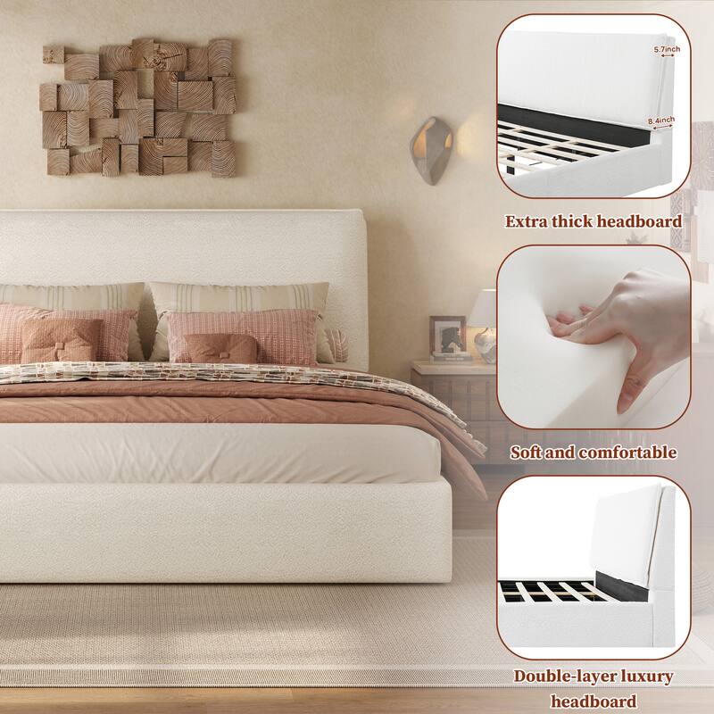 Christopher Knight Home - Ergonomic Boucle Upholstered Platform Bed Frame