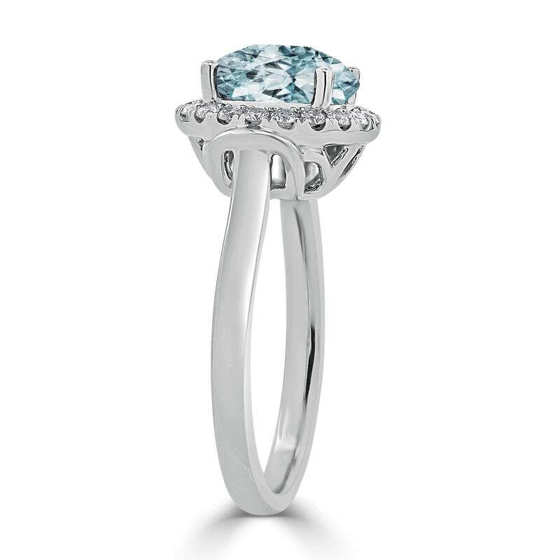 Auriya 2 1/5ct Round Aquamarine and Halo Diamond Engagement Ring 1/4ctw 14k Gold