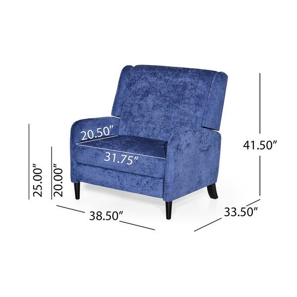 Navy Blue Pushback Recliner with Tapered Legs and Contemporary Design