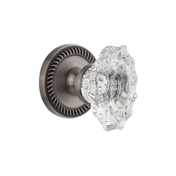 Grandeur NEWBIA_PSG_234 Newport Solid Brass Rose Passage Door Knob Set with Biarritz Crystal Knob and 2-3/4" Backset