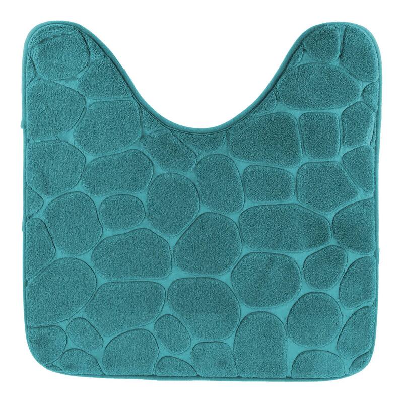 Memory Foam Contour Bath Mat Pebble Design 18x20 - Peacock Blue