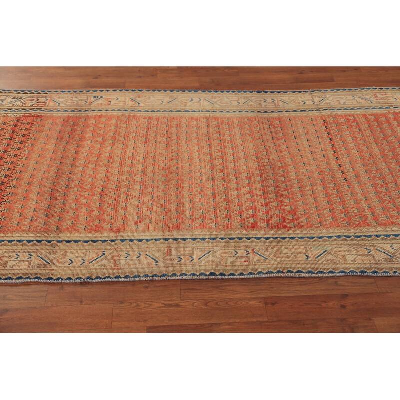 Hand Knotted Oriental 100% Wool Carpet Traditional All-Over Oranges & Rust Botemir Runner Rug - 10' 2'' X 3' 7''