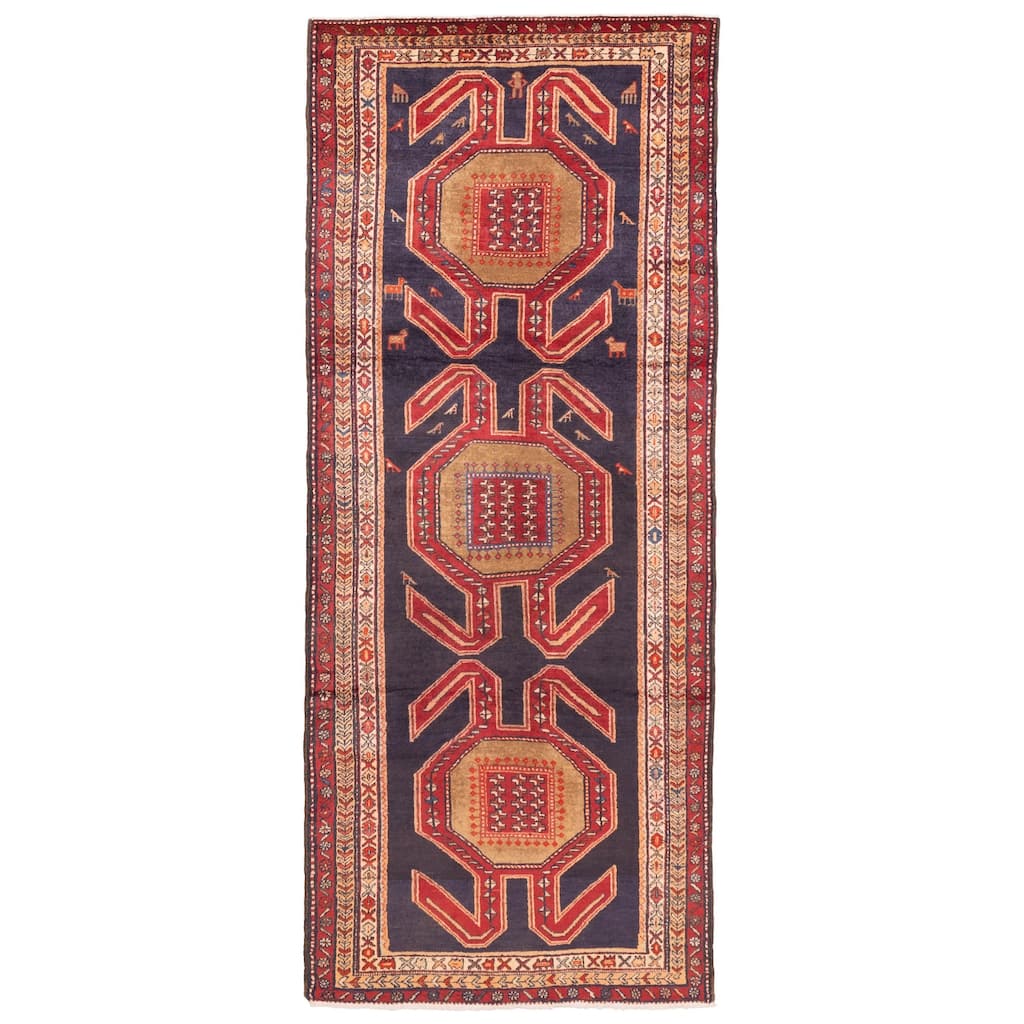 ECARPETGALLERY Hand-knotted Konya Anatolian Dark Navy Wool Rug - 4'2 x 10'4