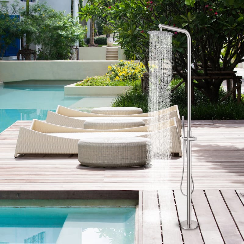 87"H Stainless Steel Freestanding Outdoor Shower with Handheld shower