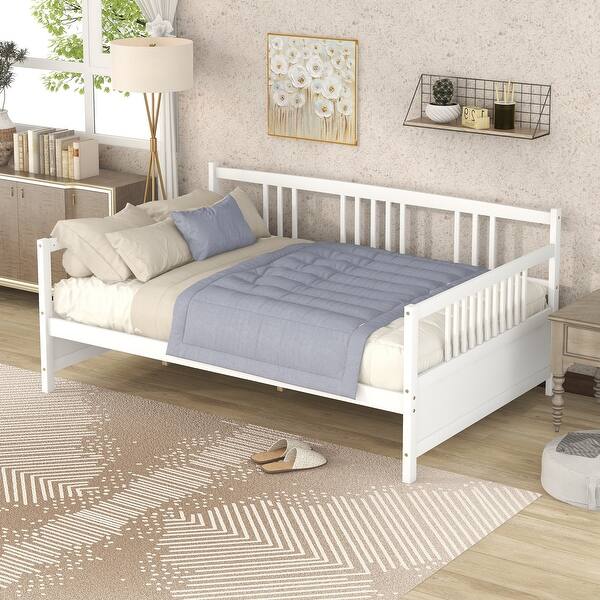 slide 2 of 18, Full Size Modern Elegant Style Daybed with Support Legs and Headboard,Underbed Storage White
