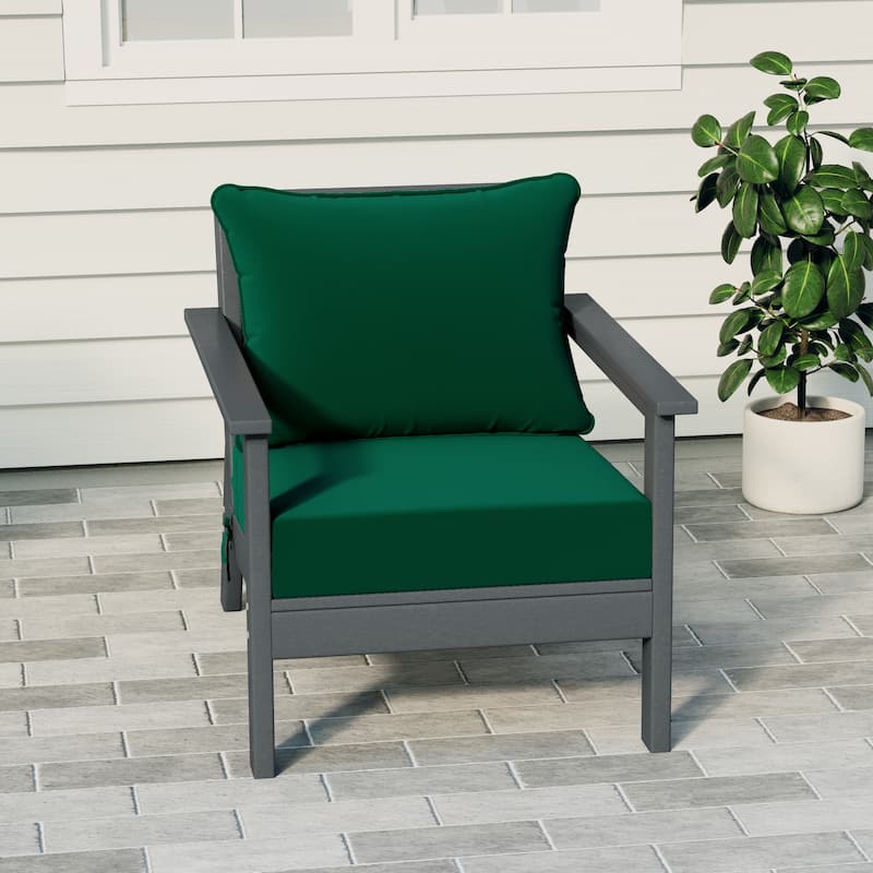 Birchwood All Weather HDPE Outdoor Patio Deep Seating Gray Club Chair With Cushions (1-Piece) - Gray/Green