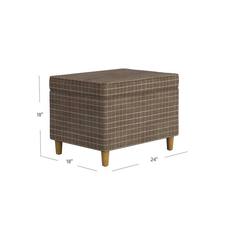 Dinah 24" Storage Ottoman with Cone Wood Legs