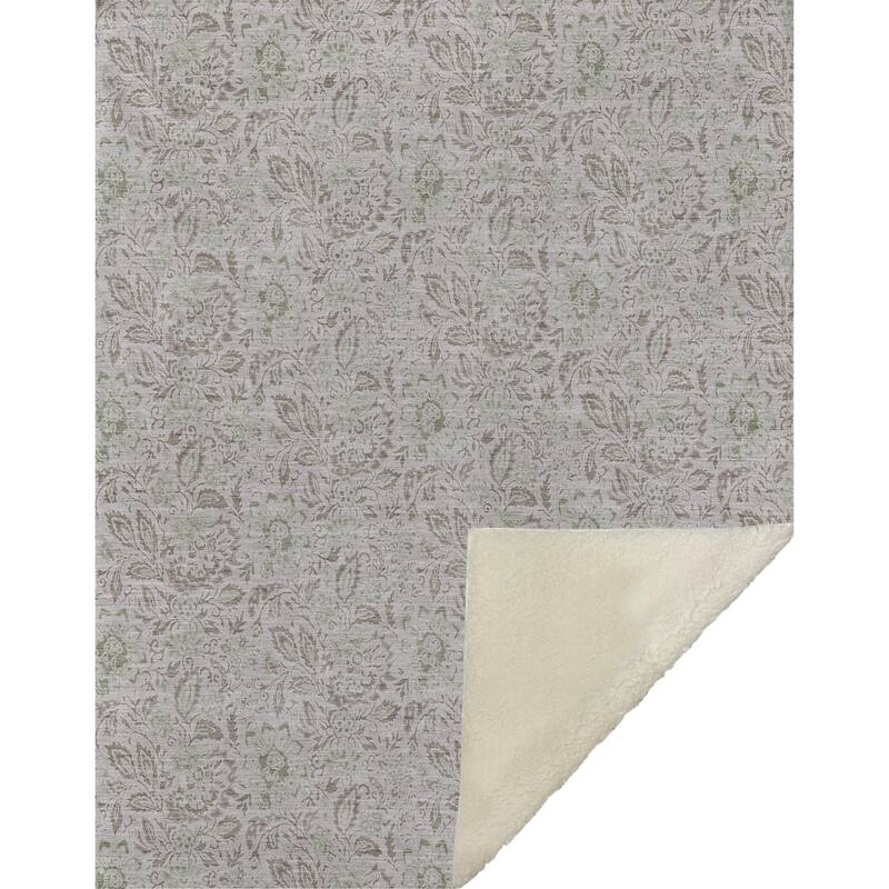 Premium Machine Washable Floral Sherpa Throw Blanket