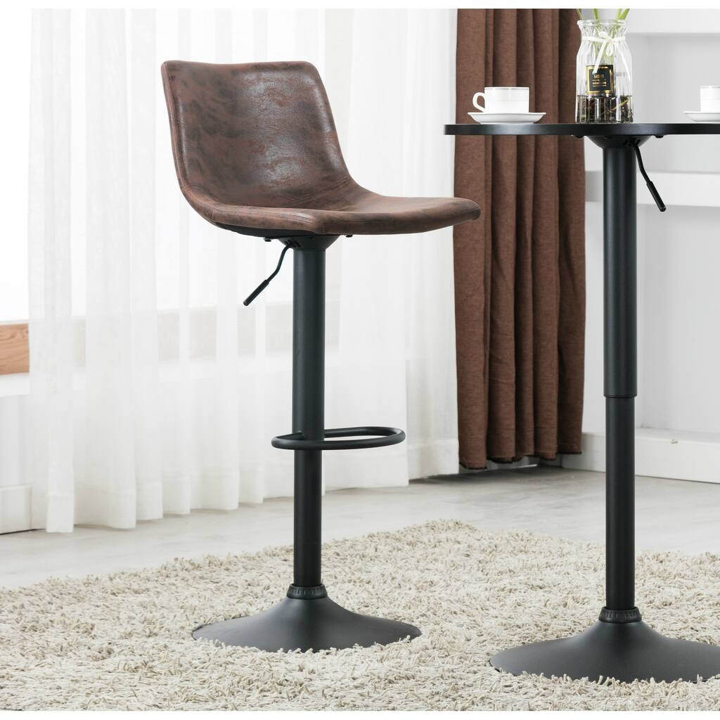 Carbon Loft Welliver Metal Upholstered Vintage Brown Adjustable Bar Counter Stool Chair (Set of 2)