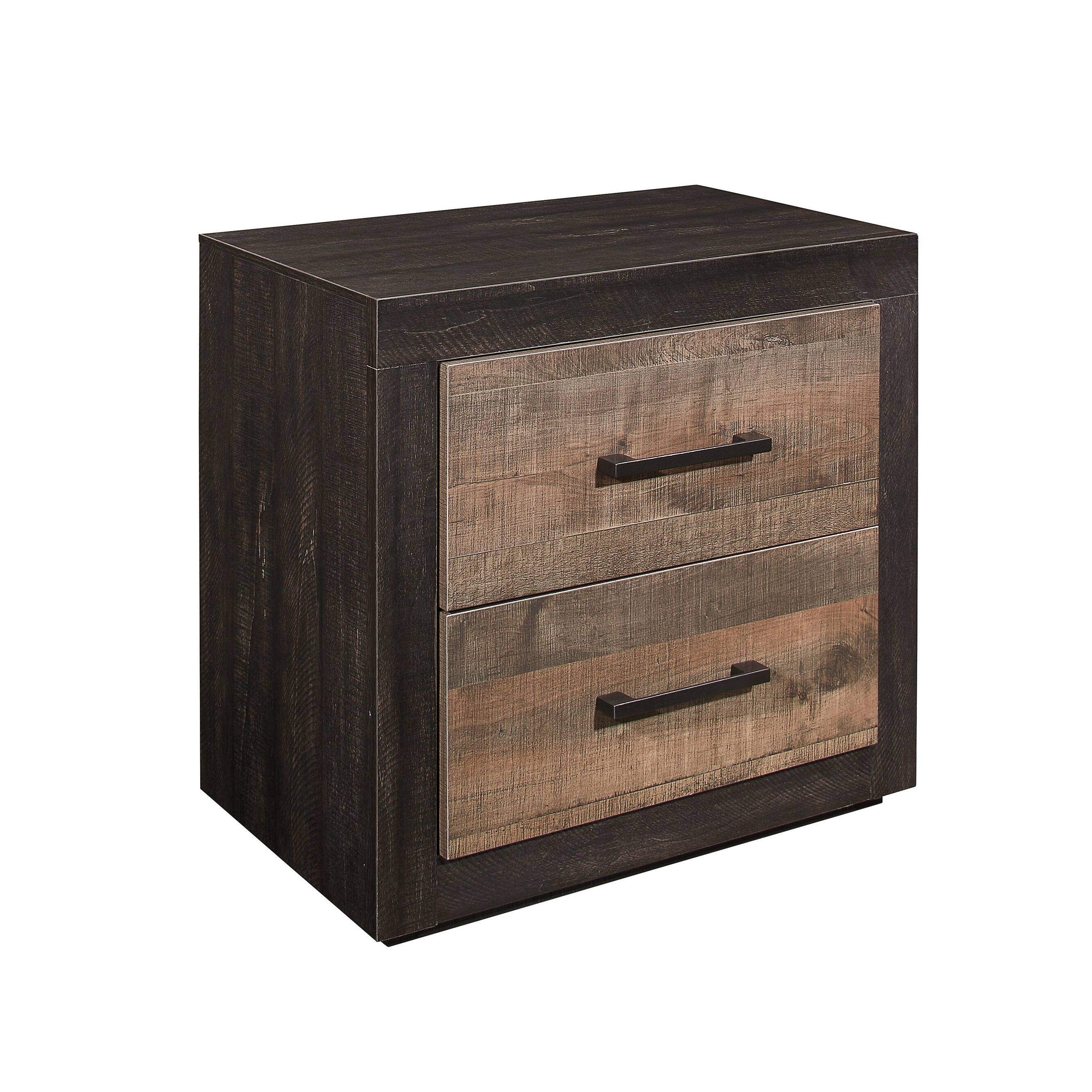 Contemporary Style Bedroom Nightstand, Natural Wood Grain Look, Two