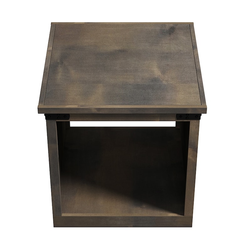 Bridgevine Home Farmhouse 24 inch Side Table, No Assembly Required, Barnwood Finish