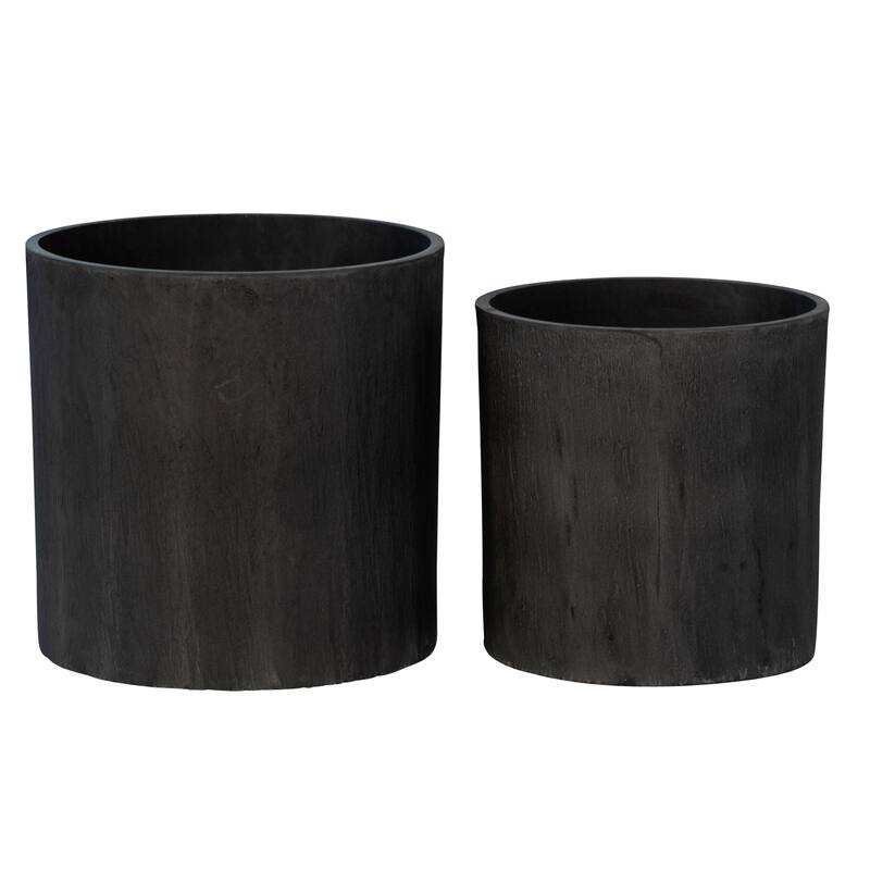 Village Lightweight Fiberstone Pot Planter, Grey (Set of 2)