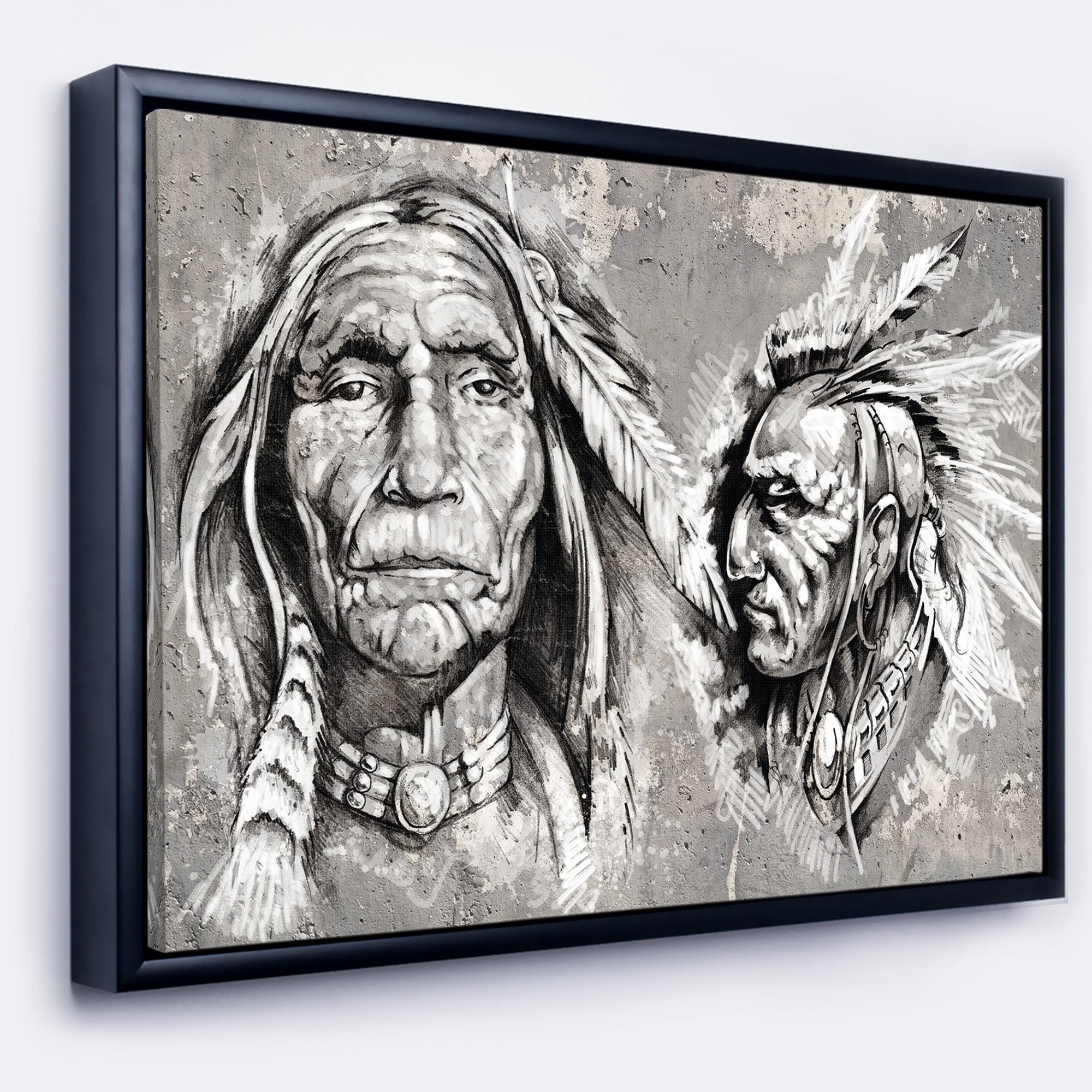 Shop Designart Native American Indian Heads Abstract Portrait