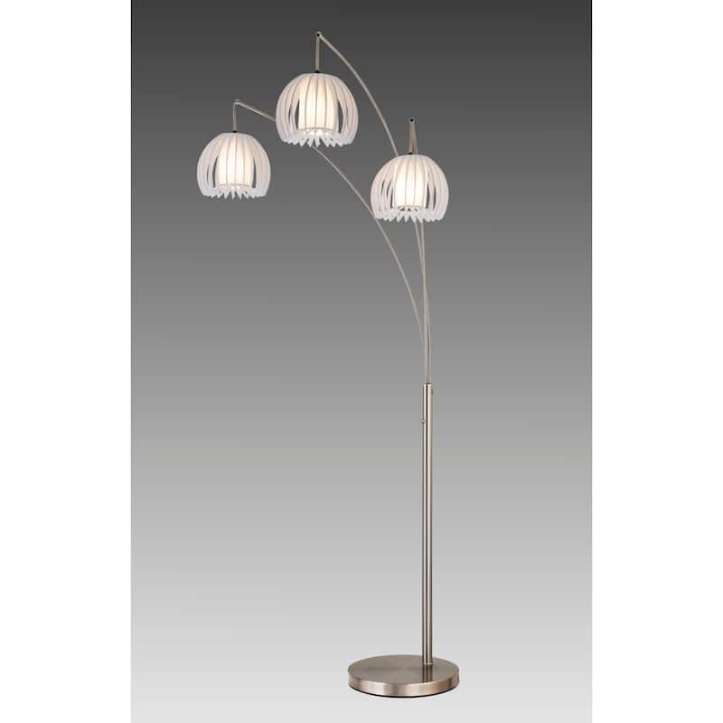 Zucca 3-Arch LED Floor Lamp with Dimmer, 83"H, Brushed Steel - 83