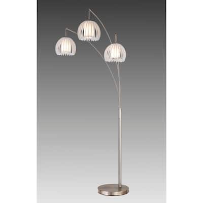 Zucca 3-Arch LED Floor Lamp with Dimmer, 83"H, Brushed Steel - 83