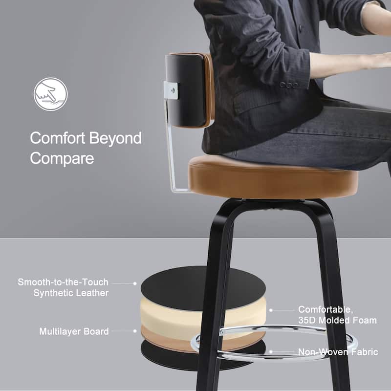 Upholstered Wood Swivel Bar/ Counter Stools, Set of 3