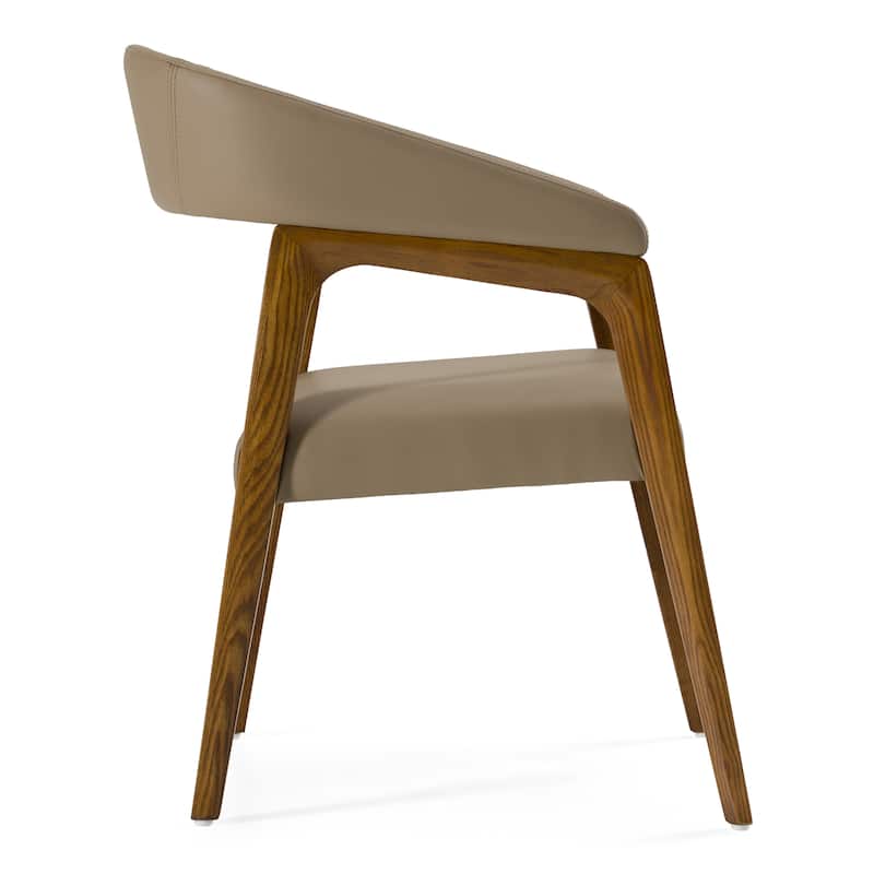 Modrest Clive Mid-Century Taupe & Walnut Dining Chair