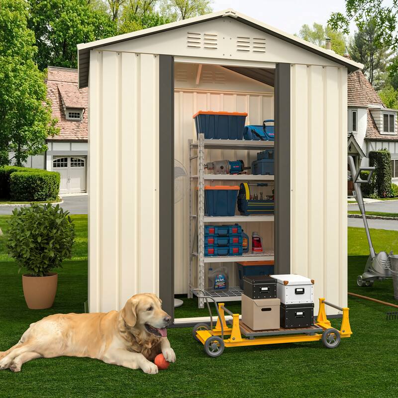 Durable 5x3 ft Metal Garden Storage Shed Waterproof UV-Resistant Outdoor Tool Organizer with Ventilation - 62.2" x 33.1" x 61.7"