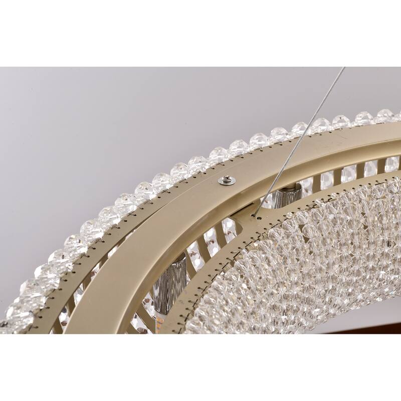 Krista Glam Champagne Gold Crystal Chandelier - 2 Size Options (16-Light/24-Light), Dimmable G9 Fixture with Adjustable Wire