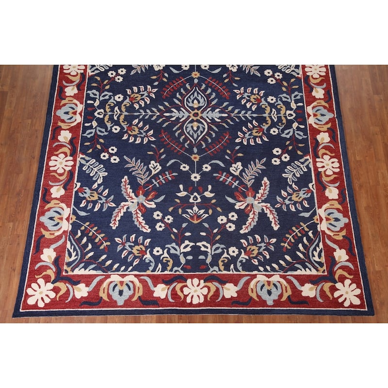 Traditional Navy Blue Sarouk Hand-Tufted Oriental Rug