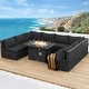 preview thumbnail 50 of 154, FINCATI Outdoor High-back Wicker Patio Sectional Set, 500 lbs Luxury Oversized Conversation Set, Spacious Couch Set