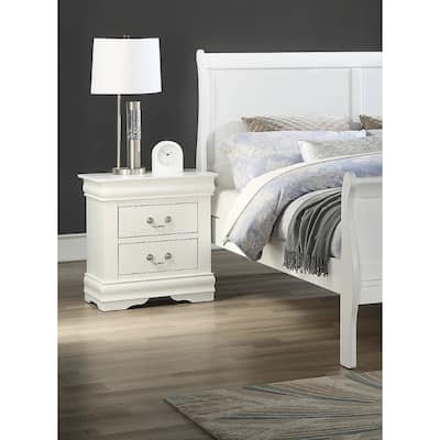 1pc Two Drawers Louis Philip Nightstand Solid Wood Contemporary & Simple Style