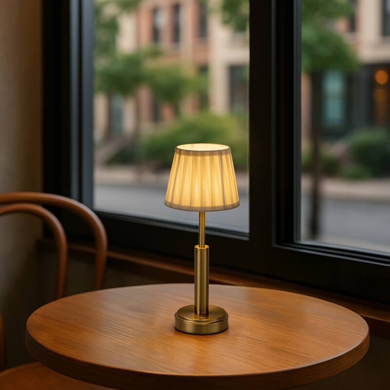 Modern Rechargeable LED Table Lamp with Fabric Shade Classic Touch Control USB Cordless Nightstand Light for Bedroom (2 Pack)