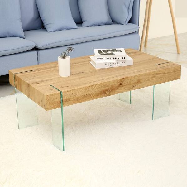 Shop Rectangle Modern Glass Coffee Table For Living Room