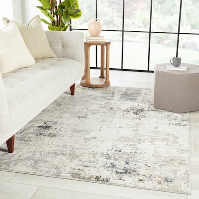 Jehan Abstract Gray/ Light Blue Area Rug